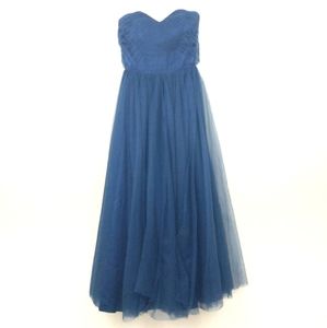 Strapless Navy Blue Bridesmaid Dress Chiffon